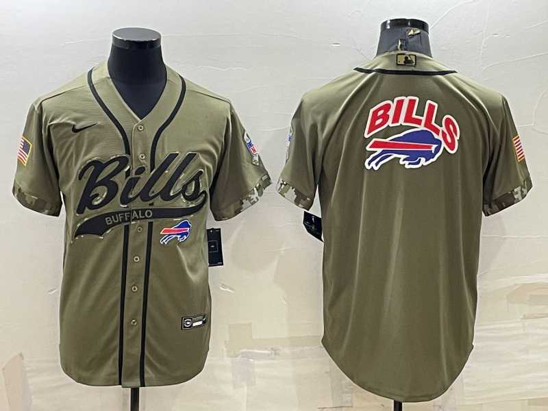 Men%27s Buffalo Bills Olive Salute to Service Team Big Logo Cool Base Stitched Baseball Jersey->buffalo bills->NFL Jersey